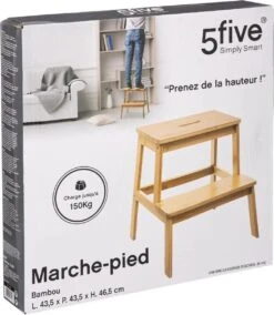 5Five - Bamboe Keukentrapje/opstapje Met 2 Treden 47 Cm - Keuken/badkamer Krukjes -Schoonmaakproducten Winkel 1043x1200