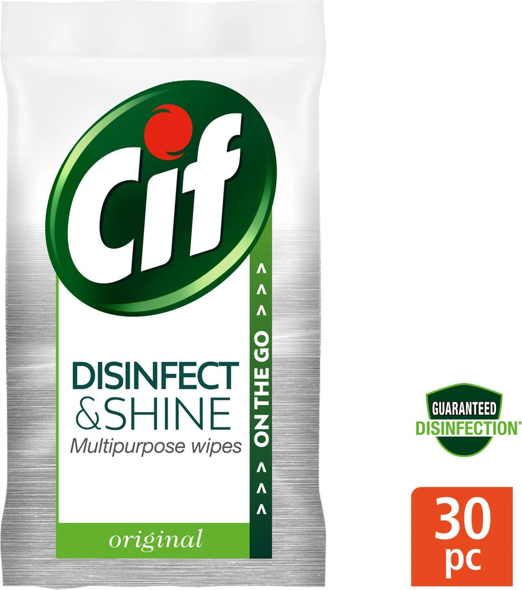 Cif Disinfect & Shine Wipes Original Desinfectie Schoonmaakdoekjes - 12 x 30 doekjes - Voordeelverpakking Cif Disinfect & Shine Wipes Original Desinfectie Schoonmaakdoekjes - 12 X 30 Doekjes - Voordeelverpakking -Schoonmaakproducten Winkel 1062x1200 2