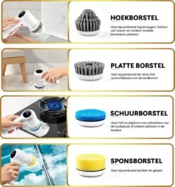 MostEssential Premium Elektrische Schoonmaakborstel 2023 Model – Elektrische Schrobber - Schrobborstel - Poetsmachine – Voor Badkamer Of Keuken - Inclusief 4 Borstelkoppen -Schoonmaakproducten Winkel 1117x1200 10