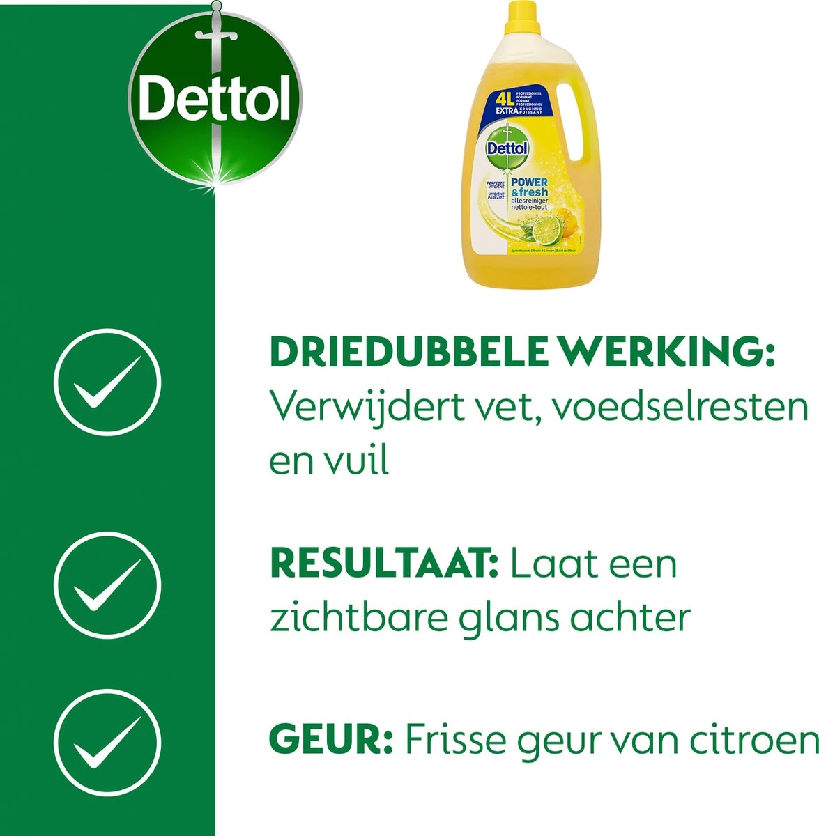 Dettol - Power & Fresh - Allesreiniger - Citrus - 3 x 4 Liter Dettol - Power & Fresh - Allesreiniger - Citrus - 3 X 4 Liter -Schoonmaakproducten Winkel