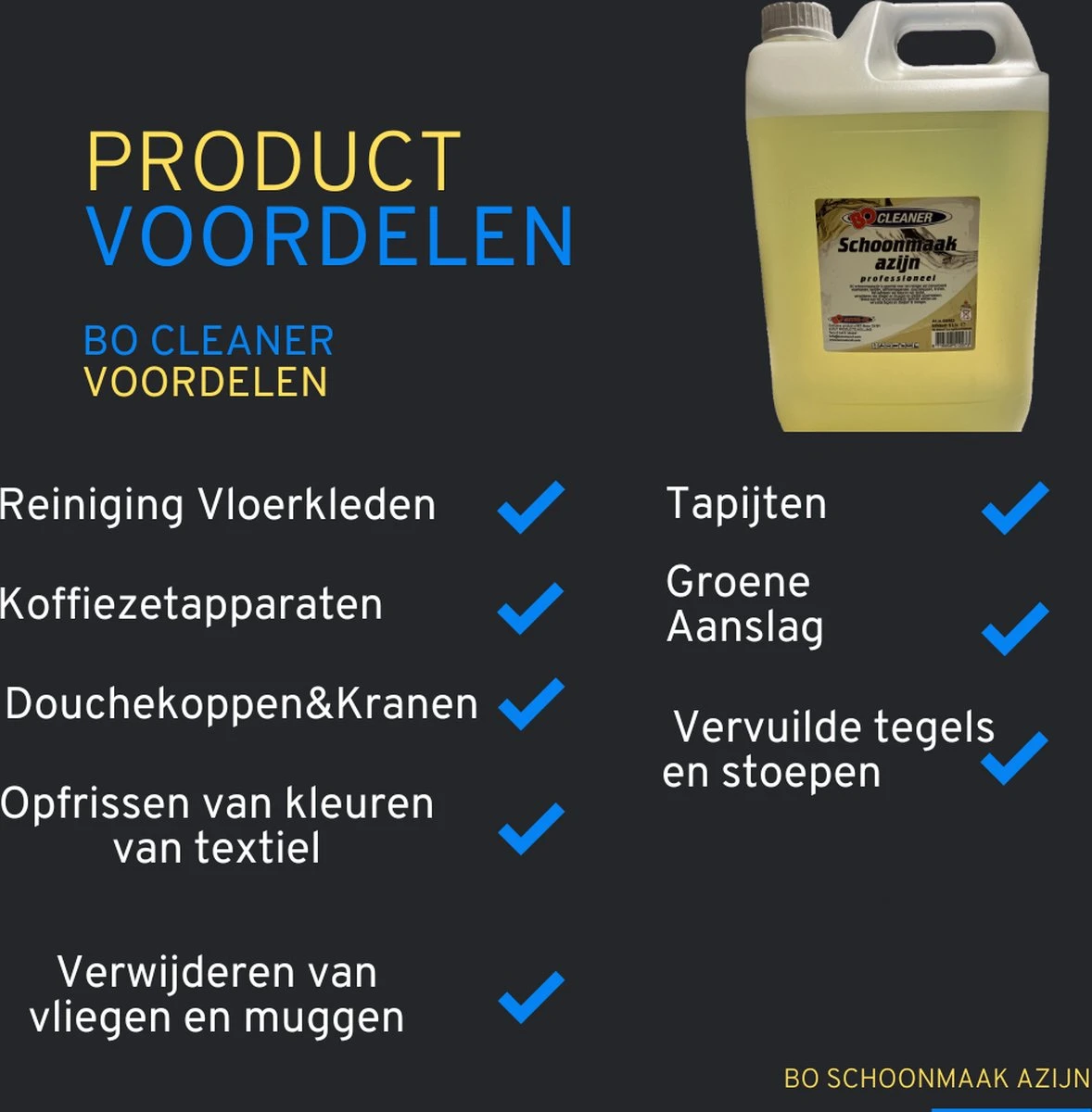 BO cleaner - Schoonmaak Azijn - 3x 5 Liter - VOORDEEL VERPAKKING - Reiniger - Professioneel - BEST SELLER - Azijn - Tegels- Groene Aanslag - Schoonmaak - 15L BO Cleaner - Schoonmaak Azijn - 3x 5 Liter - VOORDEEL VERPAKKING - Reiniger - Professioneel - BEST SELLER - Azijn - Tegels- Groene Aanslag - Schoonmaak - 15L -Schoonmaakproducten Winkel