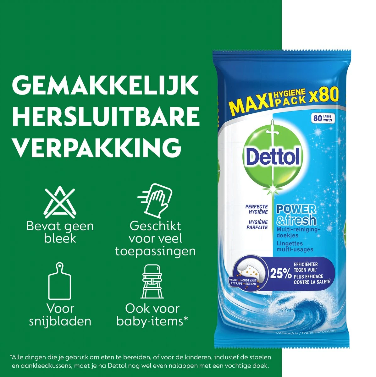 Dettol - Power & Fresh - Schoonmaakdoekjes - Oceaanfris - 4 x 80 doekjes Dettol - Power & Fresh - Schoonmaakdoekjes - Oceaanfris - 4 X 80 Doekjes -Schoonmaakproducten Winkel