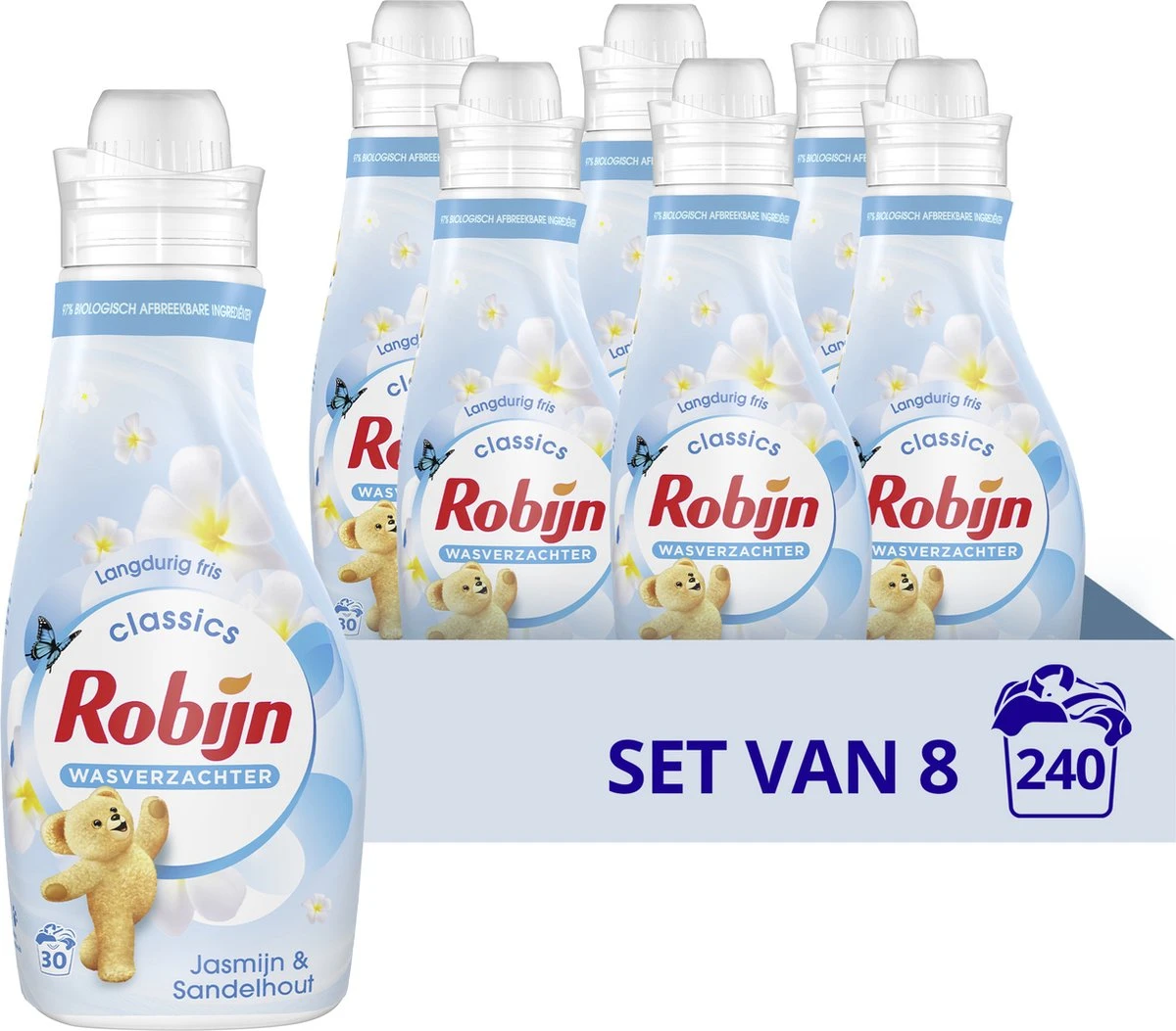 Robijn Jasmijn & Sandelhout Wasverzachter - 8 x 30 wasbeurten- Voordeelverpakking Robijn Jasmijn & Sandelhout Wasverzachter - 8 X 30 Wasbeurten- Voordeelverpakking -Schoonmaakproducten Winkel 1200x1053 3