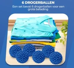 Roegaarden Drogerballen - Wasbollen - 6 Stuks - Siliconen - Sneller Droog - Anti-kreuk -Schoonmaakproducten Winkel 1200x1100