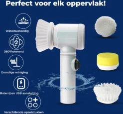 B-care Magic Brush - Elektrische Multifunctionele Schoonmaakborstel - 7 Opzetstukken - Wasborstel - Poetsmachine - Schrobborstel - Handborstel - Werkborstel - Schrobber - Boorborstel - Reinigingsborstel -Schoonmaakproducten Winkel 1200x1112 5