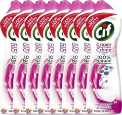 CIF Cream Pink Flower - 8 X 500 Ml - Schuurmiddel - Voordeelverpakking -Schoonmaakproducten Winkel 1200x1132