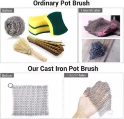 LOUZIR RVS Gietijzer Cleaner Voor Pannen - Metalen Borstel- Scrubmat- Zilver -Schoonmaakproducten Winkel 1200x1149 6