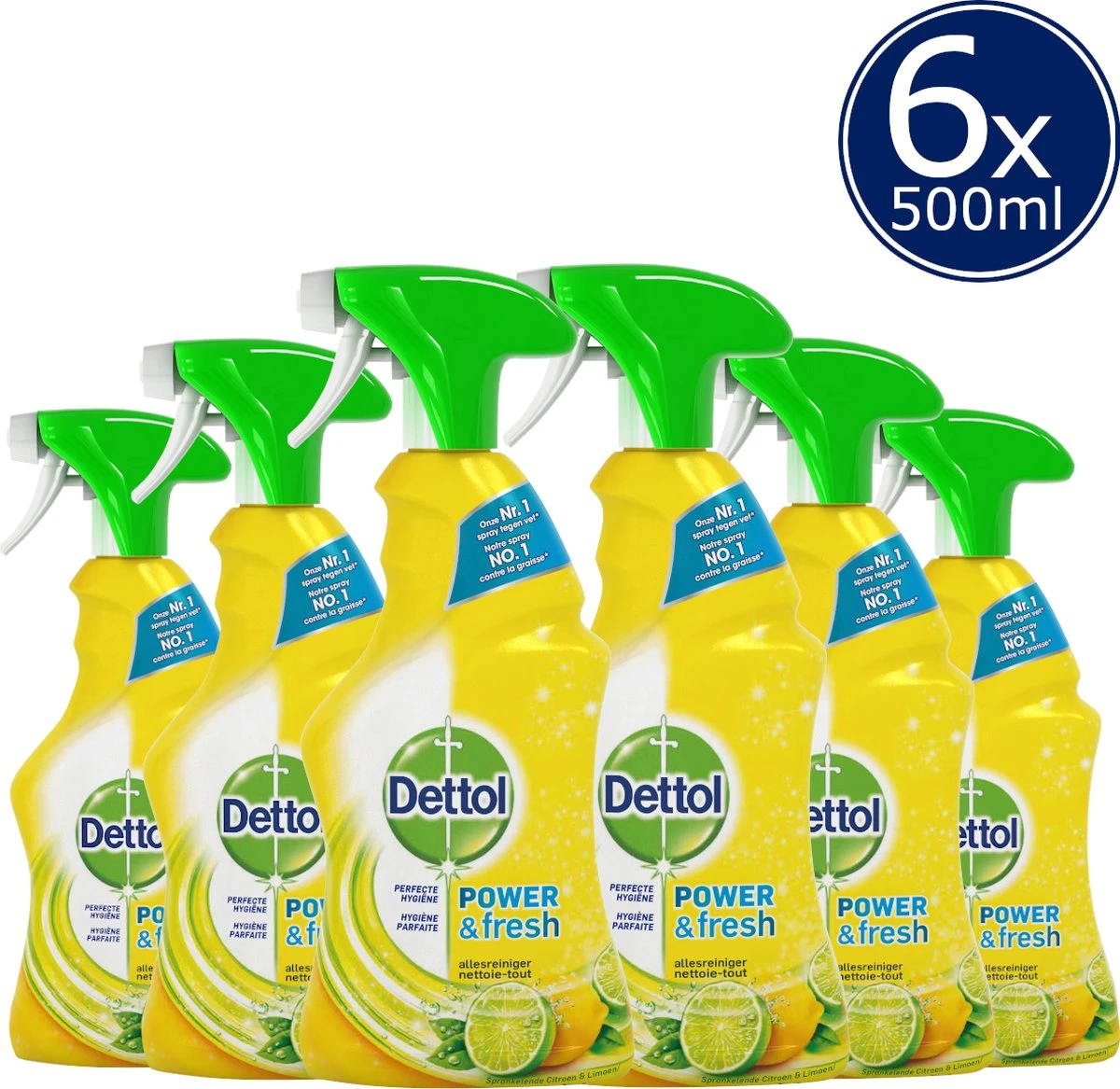 Dettol - Power & Fresh - Allesreinger Spray - Citrus - 6 x 500 ml Dettol - Power & Fresh - Allesreinger Spray - Citrus - 6 X 500 Ml -Schoonmaakproducten Winkel