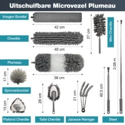 NovaBeau Plumeau Met Telescoopsteel – Microvezel Ragebol Uitschuifbaar - 9-delig Duster Set Met Voegenborstel – RVS Stoffer – Grijs Chenille Borstel – Wasbaar En Draaibaar -Schoonmaakproducten Winkel 1200x1200 2198