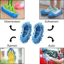 Merkloos Dweil Schoenen Vloermop (Blauw) - Vaatdoek - Keukendoek - Droogdoek - Microvezeldoek - Microvezel Doek - Microfiber Dweil - Multifunctioneel - Voor Vloer, Ramen En Auto | 1 Paar -Schoonmaakproducten Winkel 1200x1200 2646