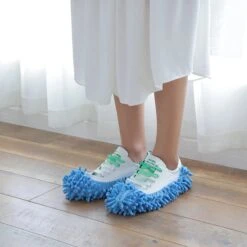 Merkloos Dweil Schoenen Vloermop (Blauw) - Vaatdoek - Keukendoek - Droogdoek - Microvezeldoek - Microvezel Doek - Microfiber Dweil - Multifunctioneel - Voor Vloer, Ramen En Auto | 1 Paar -Schoonmaakproducten Winkel 1200x1200 2647