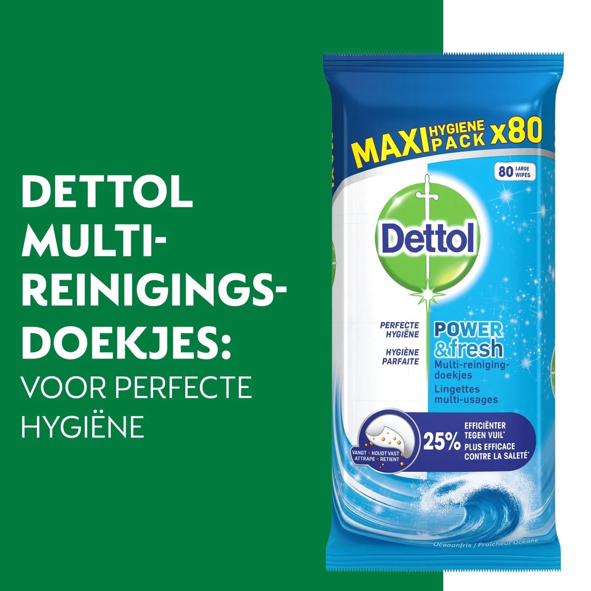 Dettol - Power & Fresh - Schoonmaakdoekjes - Oceaanfris - 4 x 80 doekjes Dettol - Power & Fresh - Schoonmaakdoekjes - Oceaanfris - 4 X 80 Doekjes -Schoonmaakproducten Winkel 1200x1200 291