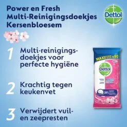 Dettol - Schoonmaakdoekjes - Power & Fresh - Kersenbloesem - 80 Stuks X8 -Schoonmaakproducten Winkel 1200x1200 473