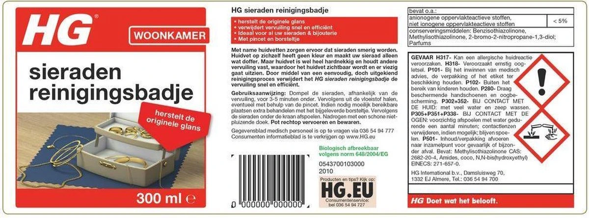 HG sieraden reinigingsbadje - 300 ml - inclusief borstelje en pincet HG Sieraden Reinigingsbadje - 300 Ml - Inclusief Borstelje En Pincet -Schoonmaakproducten Winkel