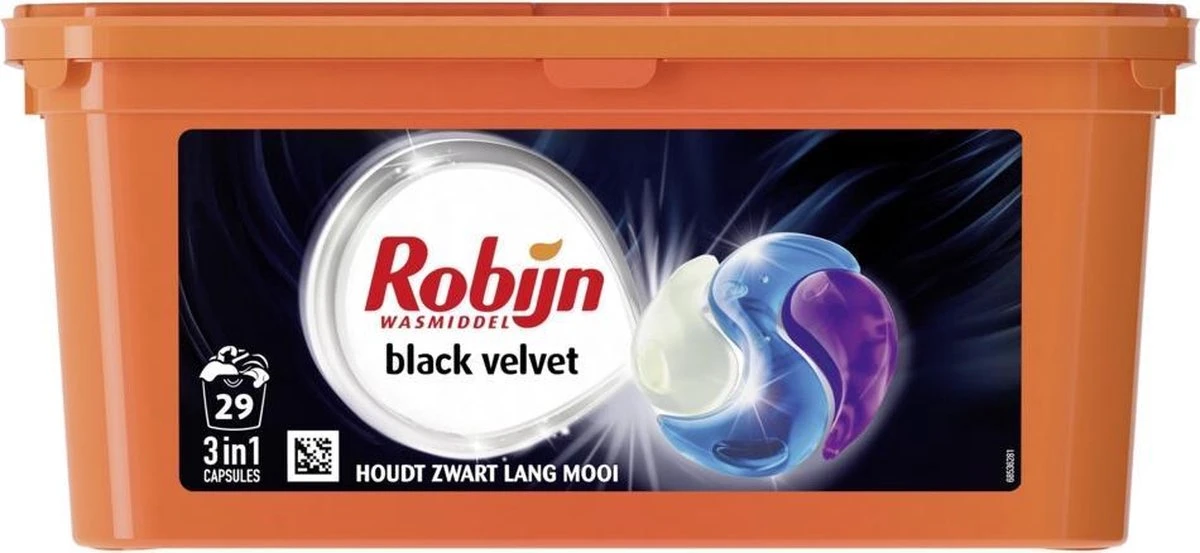 Robijn Black Velvet 3 in 1 Wascapsules speciaal voor de zwarte was - 29 wasbeurten Robijn Black Velvet 3 In 1 Wascapsules Speciaal Voor De Zwarte Was - 29 Wasbeurten -Schoonmaakproducten Winkel