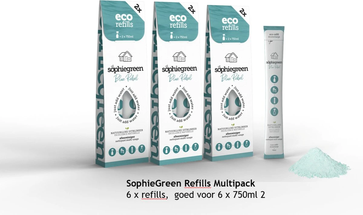 SophieGreen Blue Rebel Allesreiniger 3x2 navullingen (=6x750ml) SophieGreen Blue Rebel Allesreiniger 3x2 Navullingen (=6x750ml) -Schoonmaakproducten Winkel