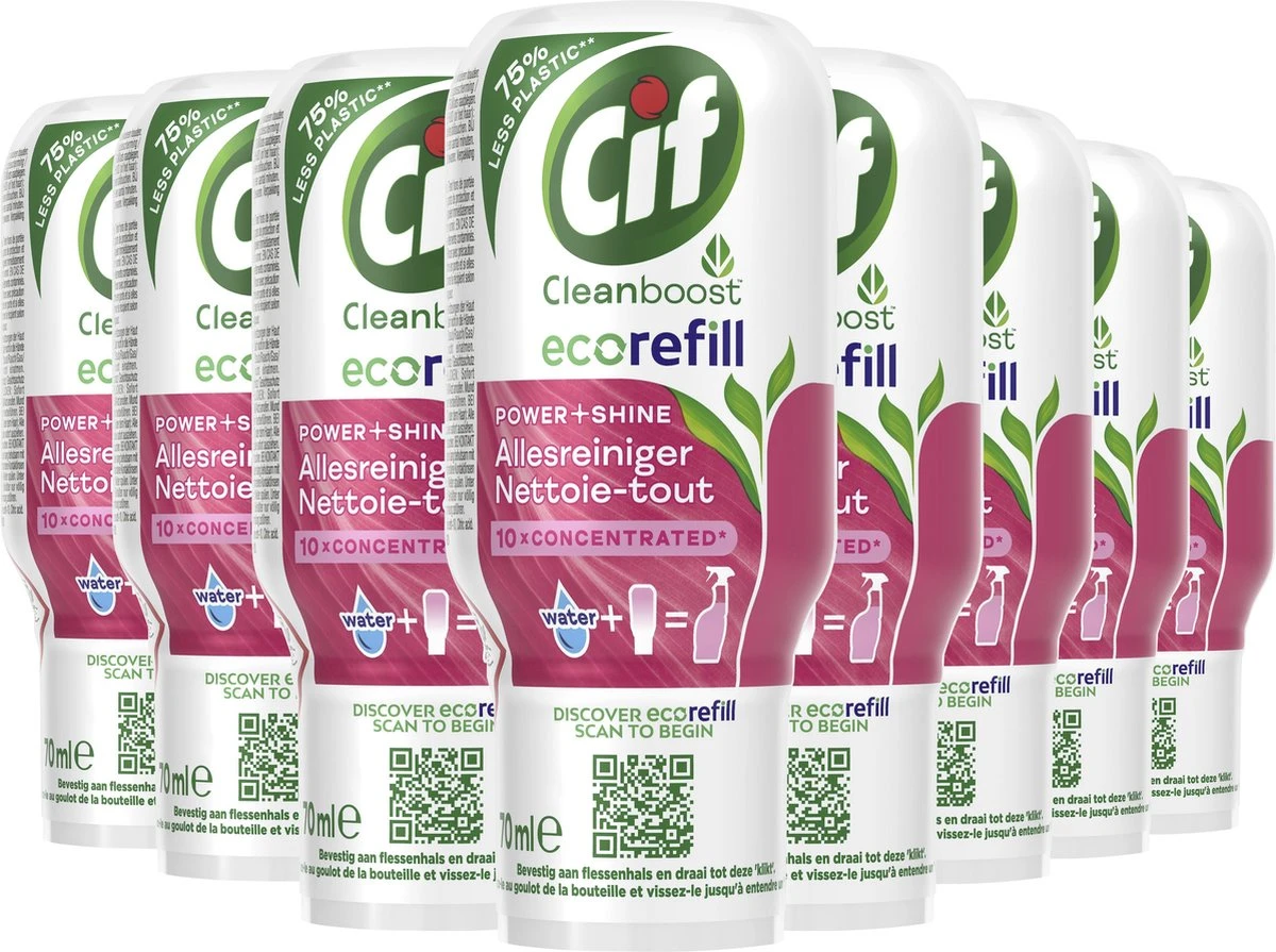 Cif CleanBoost Power & Shine Allesreiniger Ecorefill Capsules - 10 x 70 ml - Voordeelverpakking Cif CleanBoost Power & Shine Allesreiniger Ecorefill Capsules - 10 X 70 Ml - Voordeelverpakking -Schoonmaakproducten Winkel