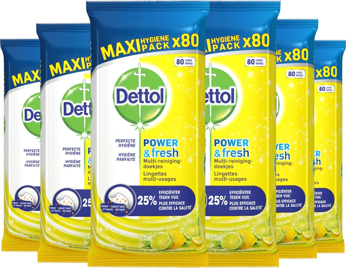 Dettol Schoonmaakdoekjes Power & Fresh - Citrus - 80 stuks x6 Dettol Schoonmaakdoekjes Power & Fresh - Citrus - 80 Stuks X6 -Schoonmaakproducten Winkel 1200x928 2