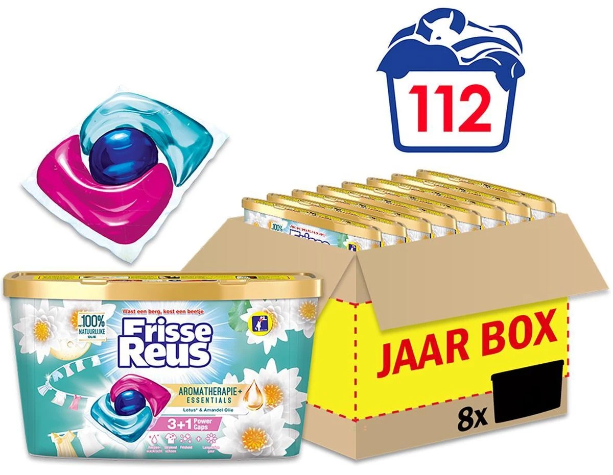 Frisse Reus Power Caps Lotus Amandel Wascapsules - Wasmiddel Capsules - Voordeelverpakking - 8 x 14 wasbeurten Frisse Reus Power Caps Lotus Amandel Wascapsules - Wasmiddel Capsules - Voordeelverpakking - 8 X 14 Wasbeurten -Schoonmaakproducten Winkel 1200x931 1