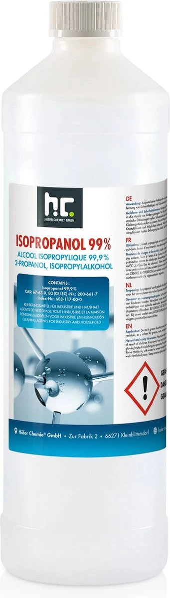 Isopropyl Alcohol - Isopropanol - IPA - Isopropyl - 99,9% Zuiver - 1000ml - Inclusief Trechter Isopropyl Alcohol - Isopropanol - IPA - Isopropyl - 99,9% Zuiver - 1000ml - Inclusief Trechter -Schoonmaakproducten Winkel