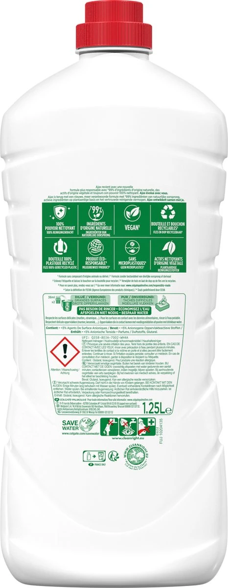 Ajax Allesreiniger Fris 6 x 1.25L - Voordeelverpakking Ajax® Ajax Allesreiniger Fris 6 X 1.25L - Voordeelverpakking -Schoonmaakproducten Winkel 466x1200 1