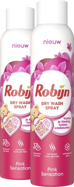 Robijn Pink Sensation Dry Wash Spray - 2 X 200 Ml - Voordeelverpakking 3 Robijn Pink Sensation Dry Wash Spray - 2 X 200 Ml - Voordeelverpakking -Schoonmaakproducten Winkel 479x1200 1