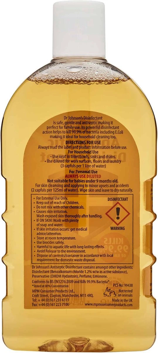 Dr johnsons Ontsmettingsmiddel - 6 x 500ml Voordeelverpakking - dettol antiseptic alternatief Dr Johnsons Ontsmettingsmiddel - 6 X 500ml Voordeelverpakking - Dettol Antiseptic Alternatief -Schoonmaakproducten Winkel