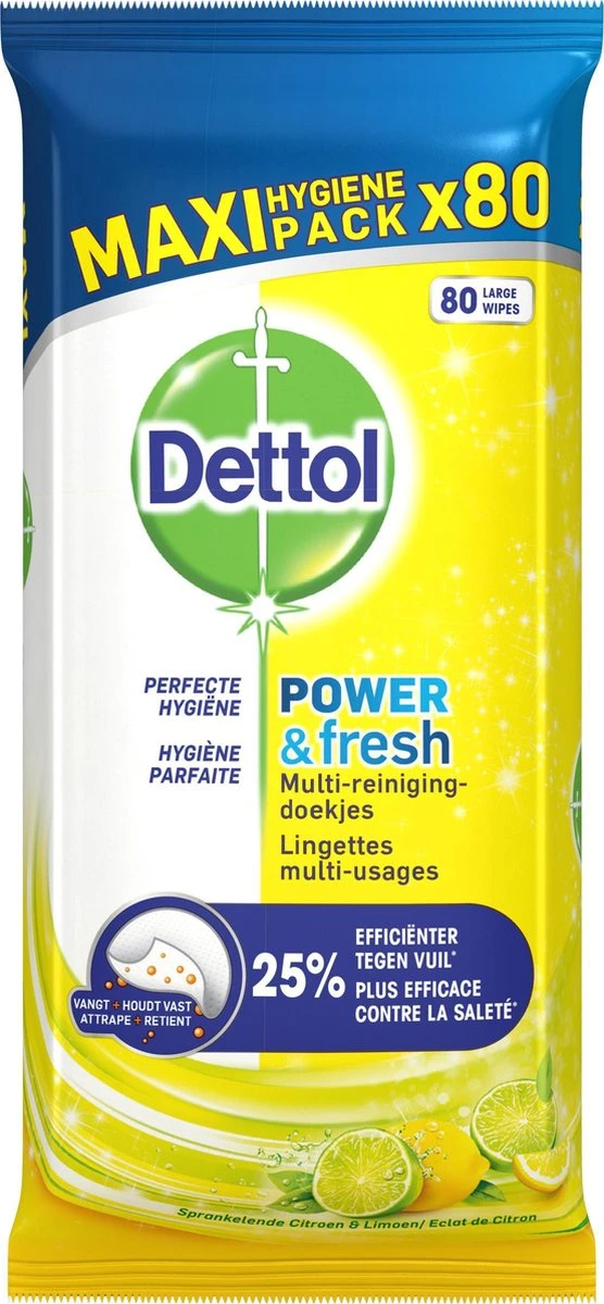 Dettol Schoonmaakdoekjes Power & Fresh - Citrus - 80 stuks x6 Dettol Schoonmaakdoekjes Power & Fresh - Citrus - 80 Stuks X6 -Schoonmaakproducten Winkel 556x1200 1