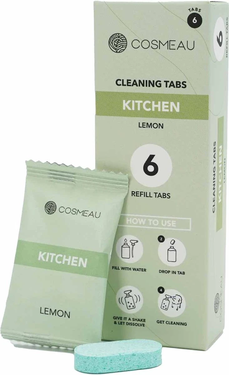 Cosmeau Keukenreiniger 6 Stuks Tabletten Cleaning Tabs Schoonmaak Tabs - Kitchen- Navulverpakking - Refill Cosmeau Keukenreiniger 6 Stuks Tabletten Cleaning Tabs Schoonmaak Tabs - Kitchen- Navulverpakking - Refill -Schoonmaakproducten Winkel