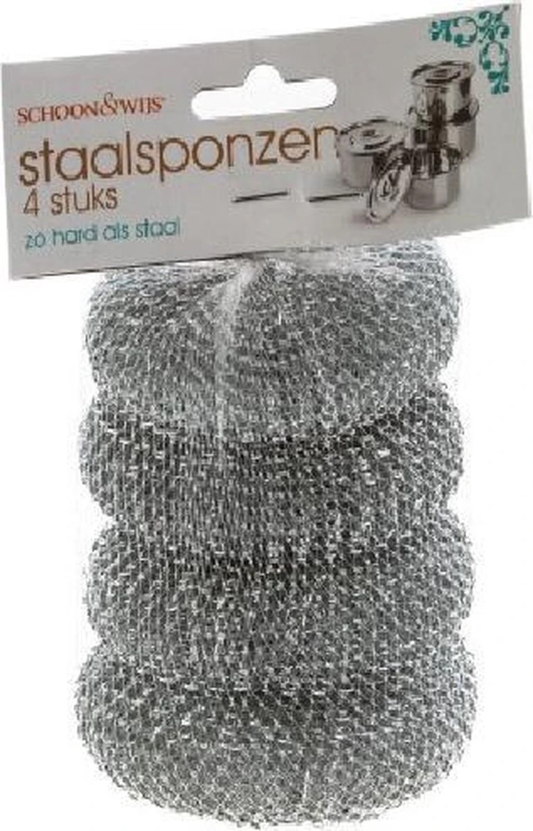 Staalsponzen 4 delig - Pannenspons - Schuurspons - Roestvrij Staal (RVS) - Staalspons - 4 stuks Staalsponzen 4 Delig - Pannenspons - Schuurspons - Roestvrij Staal (RVS) - Staalspons - 4 Stuks -Schoonmaakproducten Winkel