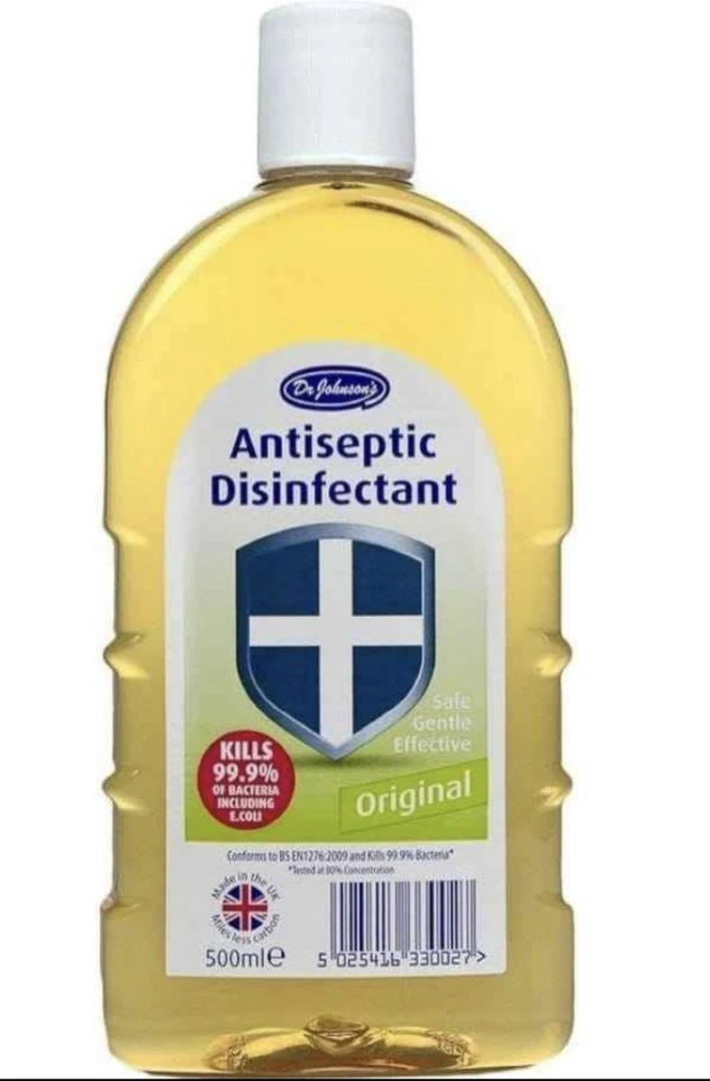Dr johnsons Ontsmettingsmiddel - 6 x 500ml Voordeelverpakking - dettol antiseptic alternatief Dr Johnsons Ontsmettingsmiddel - 6 X 500ml Voordeelverpakking - Dettol Antiseptic Alternatief -Schoonmaakproducten Winkel