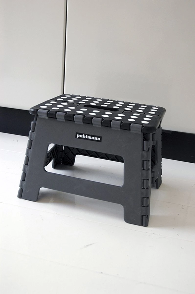 PUHLMANN - inklapbare kruk, JAMES, plastic, grijs, 22 cm hoog, max 100 kilo PUHLMANN - Inklapbare Kruk, JAMES, Plastic, Grijs, 22 Cm Hoog, Max 100 Kilo -Schoonmaakproducten Winkel