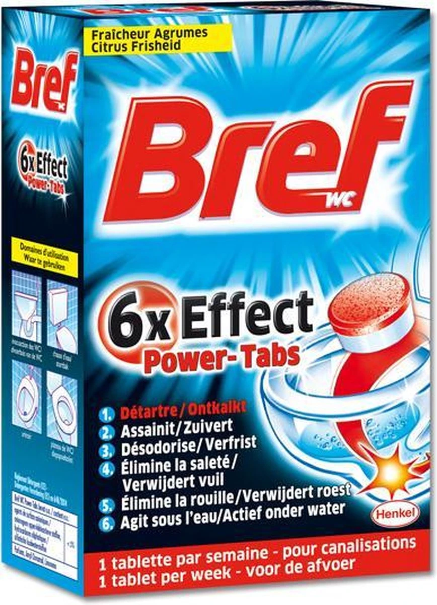 Bref Wc 6x Effect Power-Tabs - 8 tabs Bref Wc 6x Effect Power-Tabs - 8 Tabs -Schoonmaakproducten Winkel