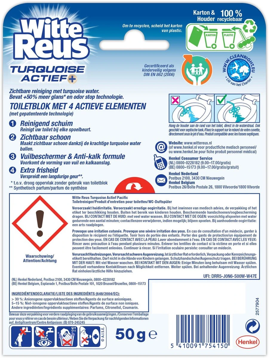 Witte Reus Turquoise Actief Toiletblok - Pacific - WC Blokjes Voordeelverpakking - 10 stuks Witte Reus Turquoise Actief Toiletblok - Pacific - WC Blokjes Voordeelverpakking - 10 Stuks -Schoonmaakproducten Winkel 901x1200 5