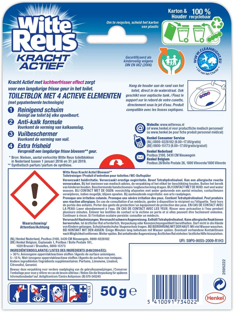 Witte Reus Kracht Actief Toiletblok - Bloesem - WC Blokjes Voordeelverpakking - 10 Stuks Witte Reus Kracht Actief Toiletblok - Bloesem - WC Blokjes Voordeelverpakking - 10 Stuks -Schoonmaakproducten Winkel 901x1200 6