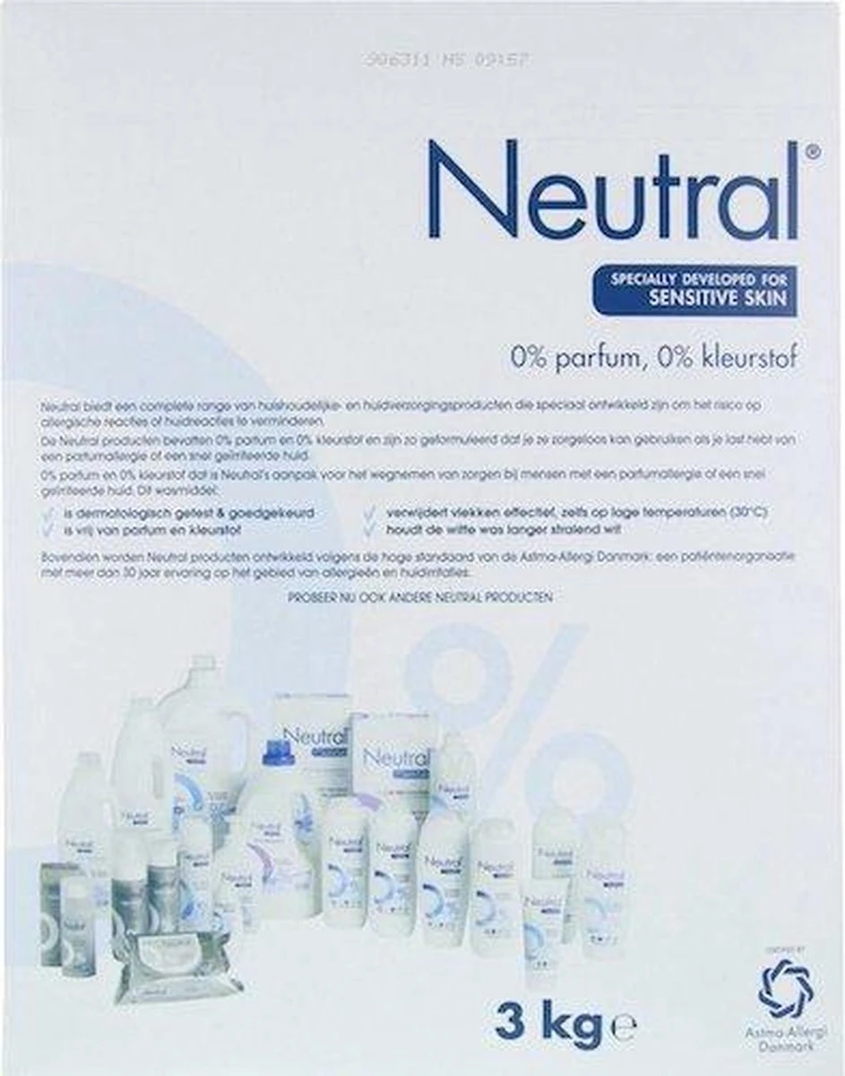 Neutral 0% Wit Parfumvrij Waspoeder - 45 wasbeurten - Wasmiddel Neutral 0% Wit Parfumvrij Waspoeder - 45 Wasbeurten - Wasmiddel -Schoonmaakproducten Winkel 943x1200 1