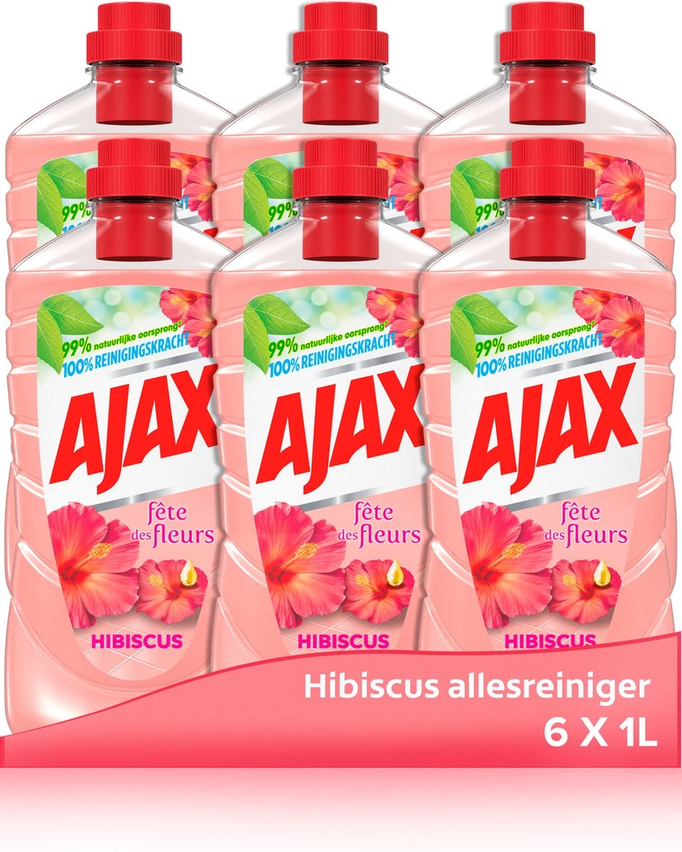 Ajax Allesreiniger Fête des Fleurs Hibiscus 6 x 1L - Voordeelverpakking Ajax® Ajax Allesreiniger Fête Des Fleurs Hibiscus 6 X 1L - Voordeelverpakking -Schoonmaakproducten Winkel