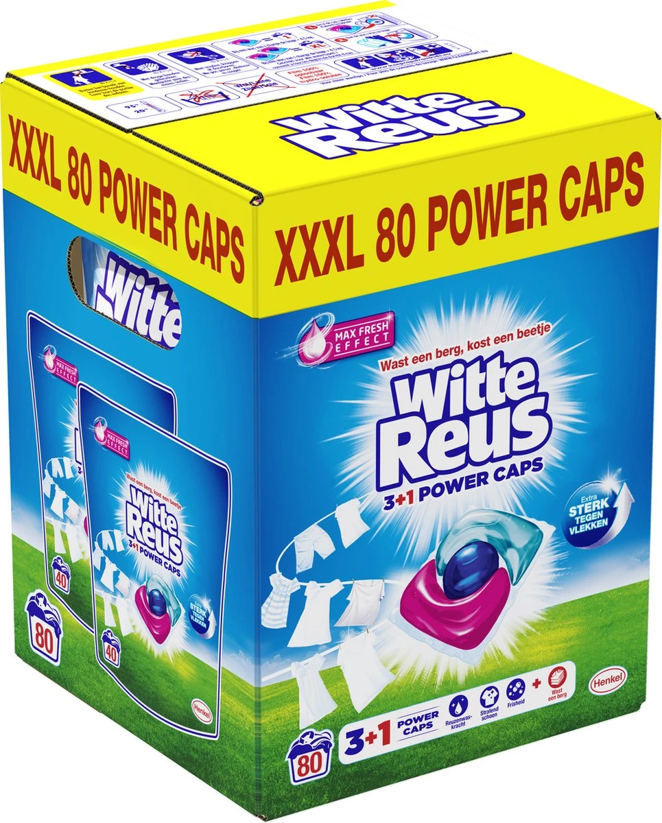 Witte Reus Power Caps Wascapsules - Wasmiddel Capsules - Voordeelverpakking - 2x40 wasbeurten Witte Reus Power Caps Wascapsules - Wasmiddel Capsules - Voordeelverpakking - 2x40 Wasbeurten -Schoonmaakproducten Winkel 965x1200 1