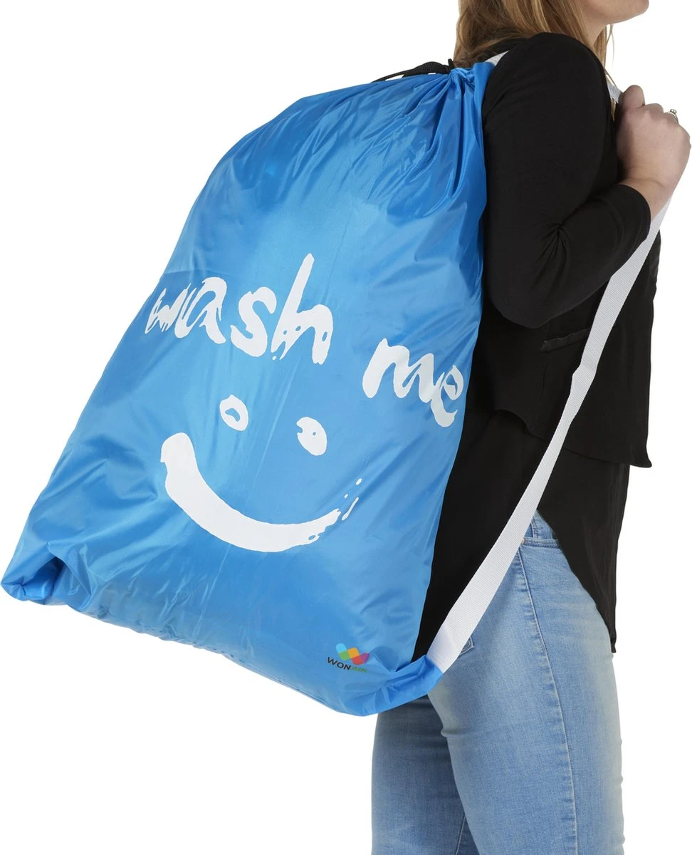 Wonair - Grote waszak - 60x90cm - Hemelsblauw - Met trekkoord en draagband Wonair - Grote Waszak - 60x90cm - Hemelsblauw - Met Trekkoord En Draagband -Schoonmaakproducten Winkel