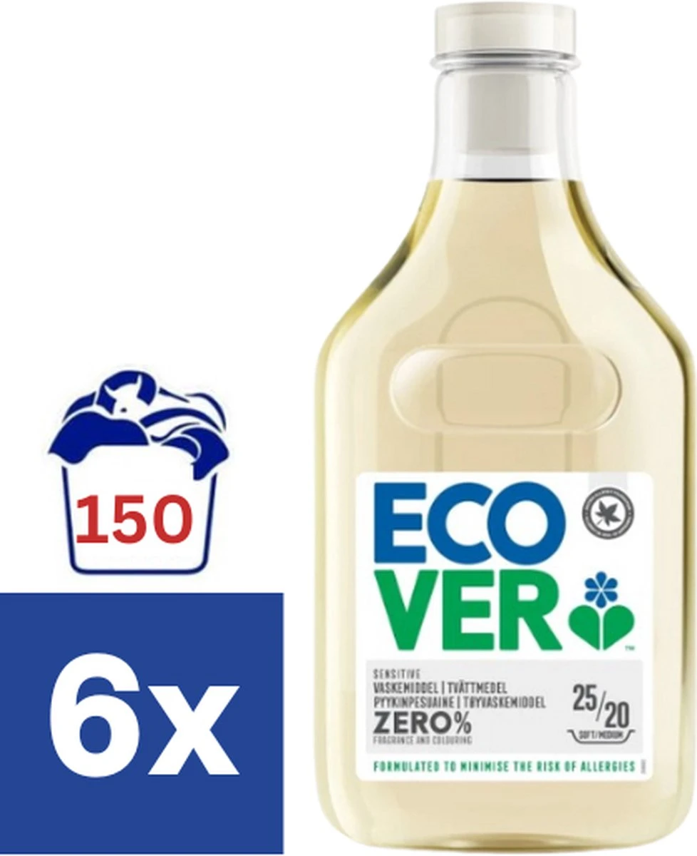 Ecover Zero% Vloeibaar Wasmiddel - 6 x 1 l (150 wasbeurten) Ecover Zero% Vloeibaar Wasmiddel - 6 X 1 L (150 Wasbeurten) -Schoonmaakproducten Winkel 978x1200 1
